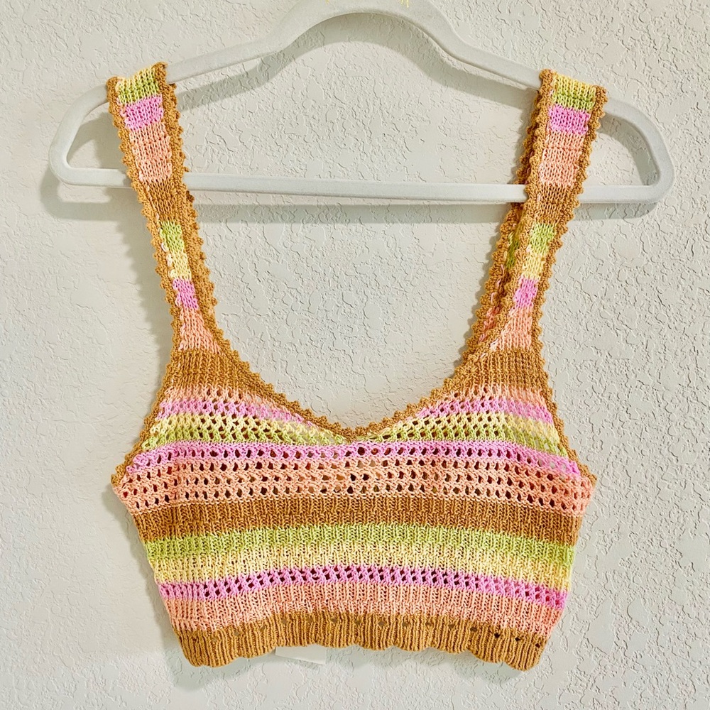 NWT L*Space Lspace Colorful Crochet Knit Crop Top ~ Boho Vibes ✨Anthropologie